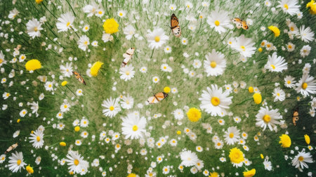 Easter spring background with forest meadowの素材
