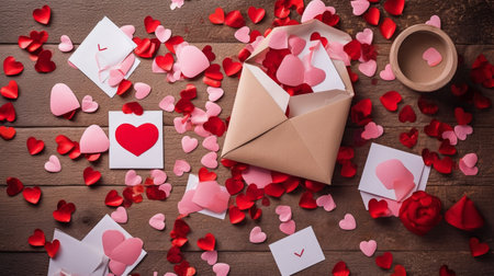 Valentine day holiday background with gift envelopeの素材