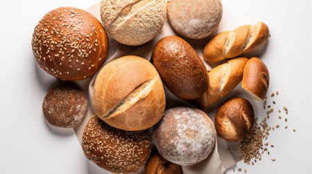 Composition with bread and rolls isolatedの素材
