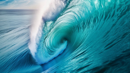Tropical blue surfing waveの素材