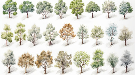 Watercolor trees collectionの素材