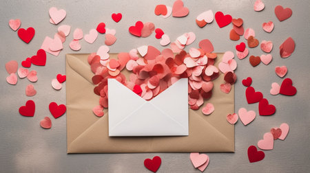 Valentine day holiday background with envelope paperの素材