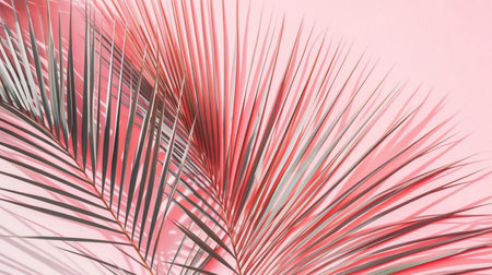 Blurred shadow from palm leaves on the blue wallの素材