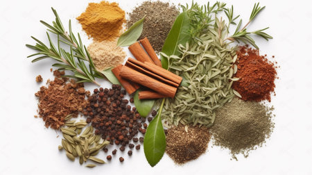 fresh mediterranean herb and spicesの素材