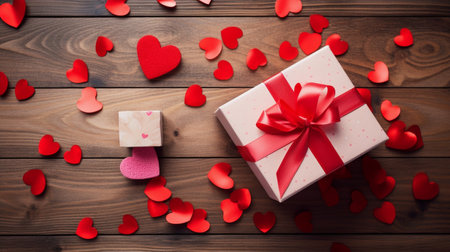 Gift box with red bow ribbonの素材