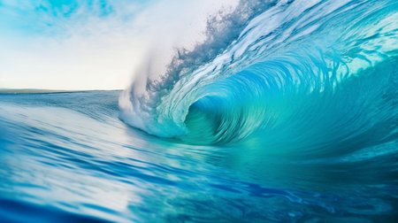 Tropical blue surfing waveの素材
