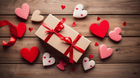 Gift box with red bow ribbonの素材