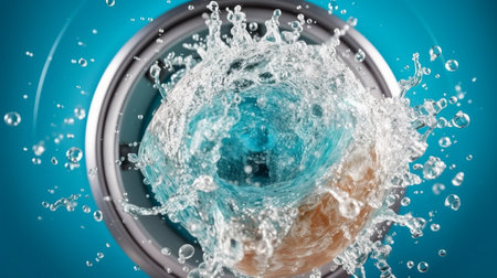 Washing machine drum with clean water flowの素材