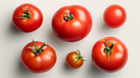 four tomato varieties isolatedの素材