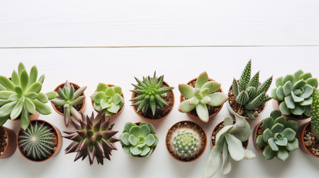 minimalist background with various succulentsの素材