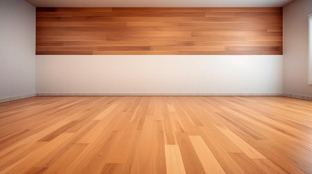 Light brown empty wall with decorative panelingの素材