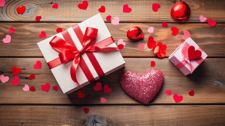 Gift box with red bow ribbonの素材