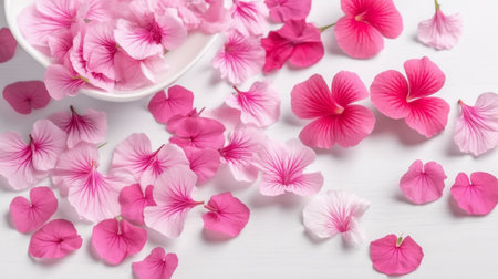 pink flowers and geranium petalsの素材