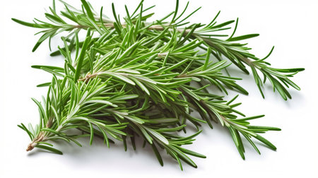Fresh green organic rosemary leaves isolatedの素材