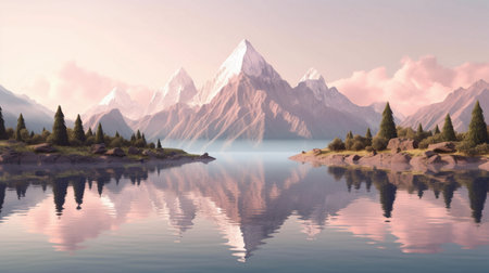 fantasy landscape panorama with mountainsの素材
