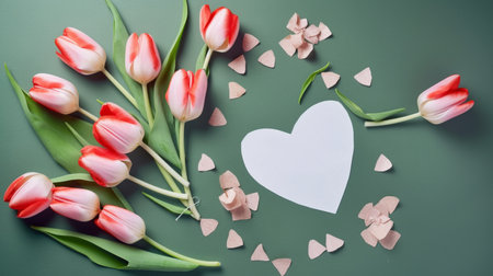 8 March greeting card with bouquet of spring tulipの素材