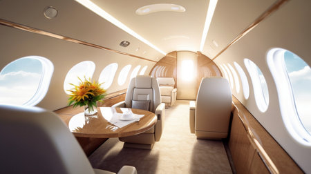 Luxury interior in the modern business jetの素材