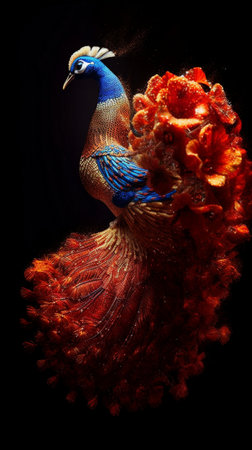 a mesmerizing flowering bird caughtの素材