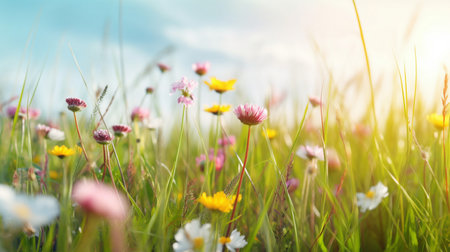 abstract spring nature background with fresh grassの素材