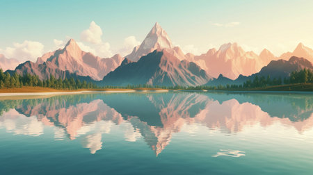 fantasy landscape panorama with mountainsの素材