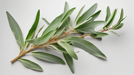 resh twig of sage with several leavesの素材