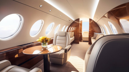 Luxury interior in the modern business jetの素材