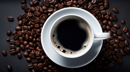 white coffee cup  mug with hot black coffeeの素材