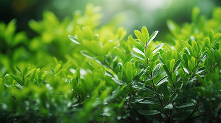 A fresh spring green garden foliage backgroundの素材