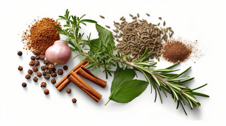 fresh mediterranean herb and spicesの素材