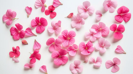 pink flowers and geranium petalsの素材