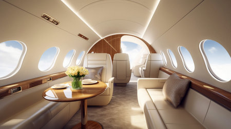 Luxury interior in the modern business jetの素材