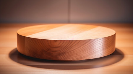 Round wooden podium with beautiful backlightingの素材