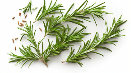 Fresh green organic rosemary leaves and peperの素材