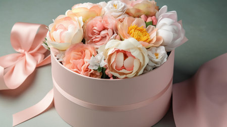 Flowers in round luxury present boxの素材