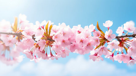 Spring banner branches of blossoming cherryの素材
