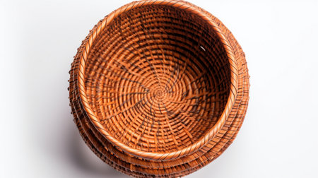 Empty wicker basket isolatedの素材
