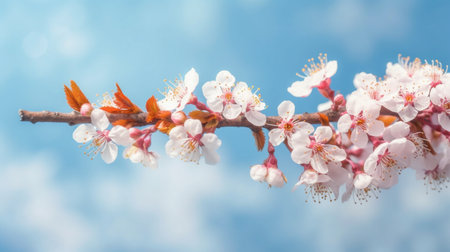 Spring banner branches of blossoming cherryの素材