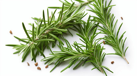 Fresh green organic rosemary leaves and peperの素材