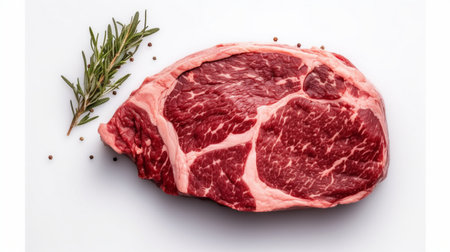 A rib eye steak of marbled grain-fed beefの素材