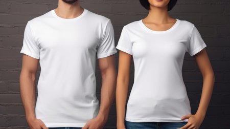 T-shirt mock up. White blank t-shirt front and back viewの素材
