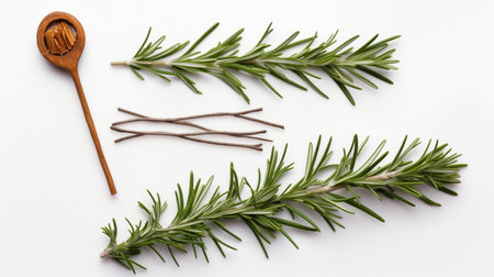 fresh twig of rosemary a couple of smaller piecesの素材