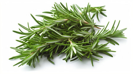 Fresh green organic rosemary leaves isolatedの素材