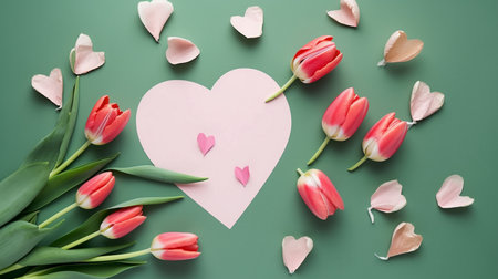 8 March greeting card with bouquet of spring tulipの素材