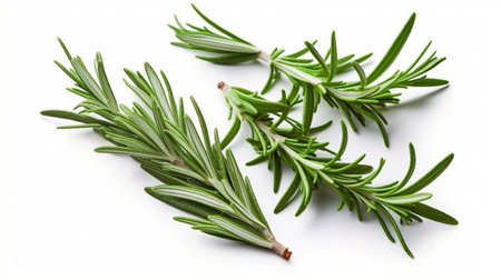 Fresh basil rosemary leaves and peper isolatedの素材