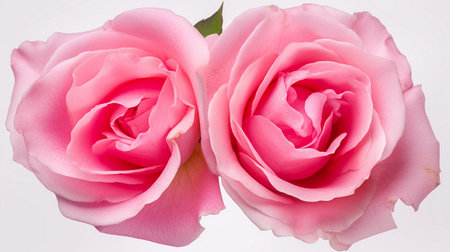 two beautiful pink rose flowers in full bloomの素材
