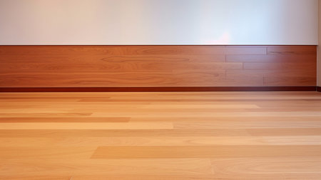 Light brown empty wall with decorative panelingの素材