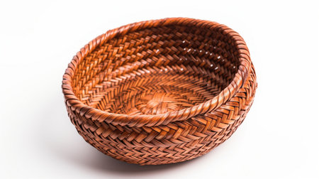 Empty wicker basket isolatedの素材