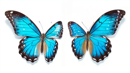 Set two beautiful blue tropical butterfliesの素材