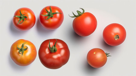 four tomato varieties isolatedの素材
