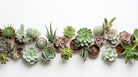 minimalist modern banner or header with succulent plantの素材